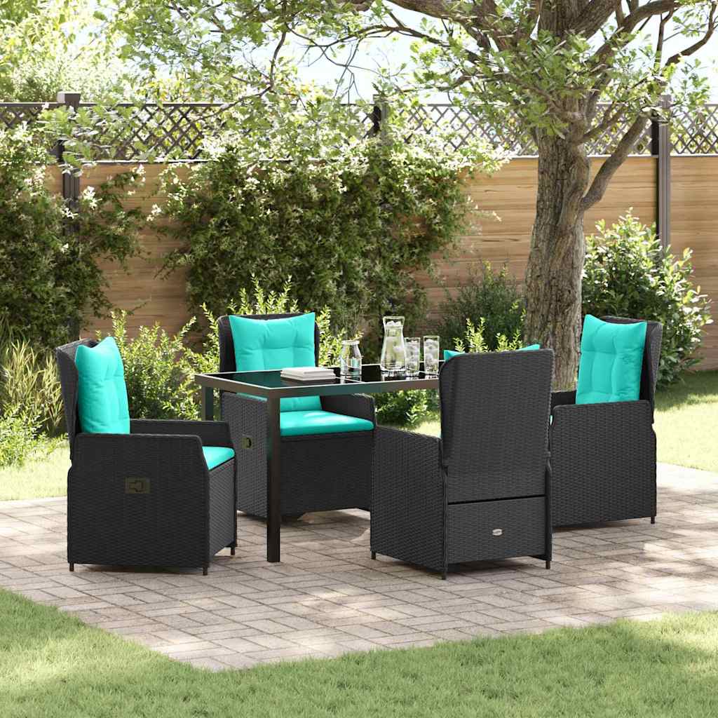 Tuin Eetset met kussen 5 pcs Zwart Poly riet is nu te koop bij PeponiXL, paradijselijk wonen!