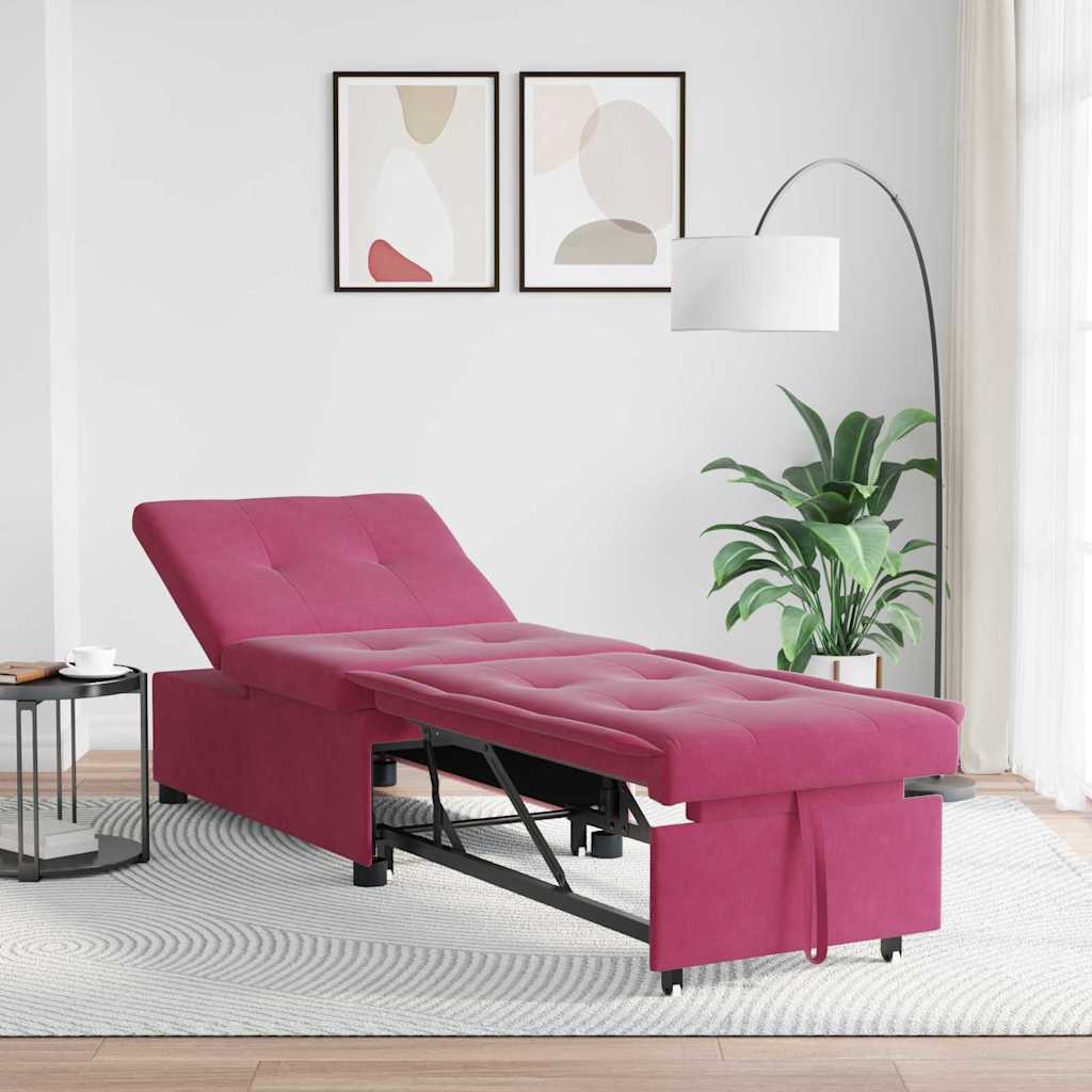 Slaapbank Wijnrood 194 x 67 x 82 cm Fluweel is nu te koop bij PeponiXL, paradijselijk wonen!