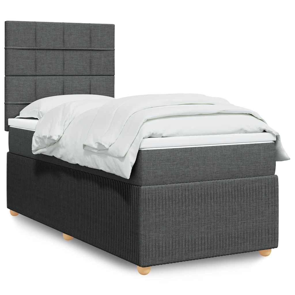 Boxspring met matras stof donkergrijs 90x200 cm is nu te koop bij PeponiXL, paradijselijk wonen!