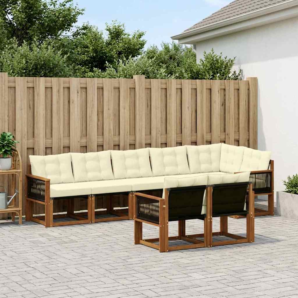 Buiten bankenset met kussen 8 pcs Natuurlijk en Crème is nu te koop bij PeponiXL, paradijselijk wonen!