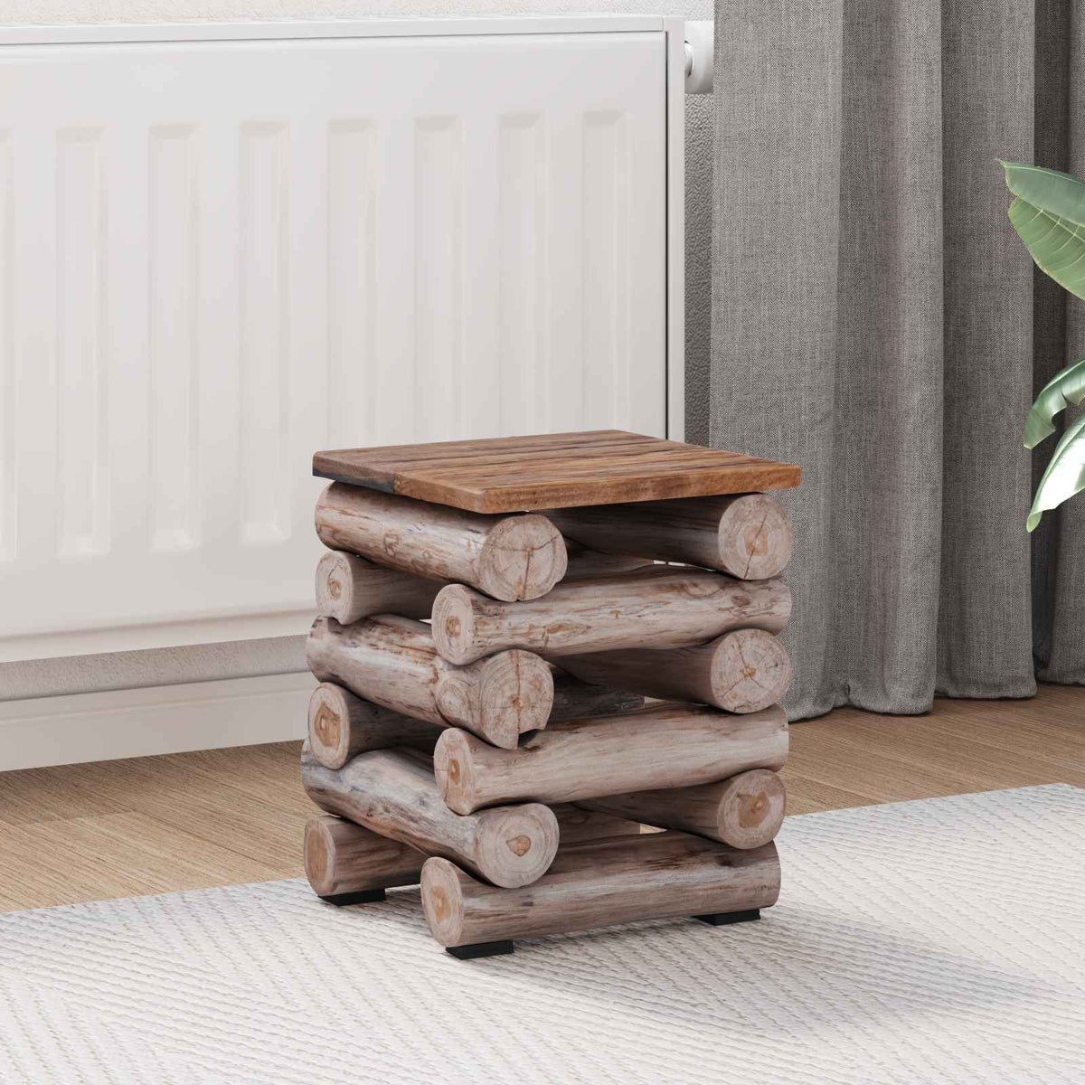 Kruk Naturel 30 x 30 x 38 cm Massief Teakhout is nu te koop bij PeponiXL, paradijselijk wonen!