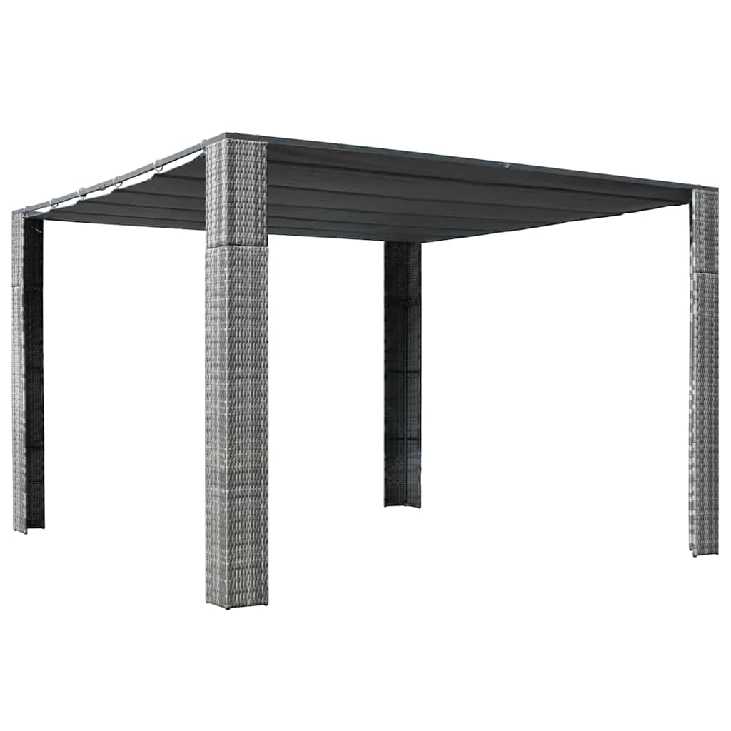 Prieel met dak 300x300x220 cm poly rattan grijs en antraciet is nu te koop bij PeponiXL, paradijselijk wonen!