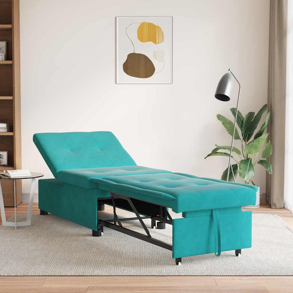 Slaapbank Turquoise 194 x 67 x 82 cm Fluweel is nu te koop bij PeponiXL, paradijselijk wonen!