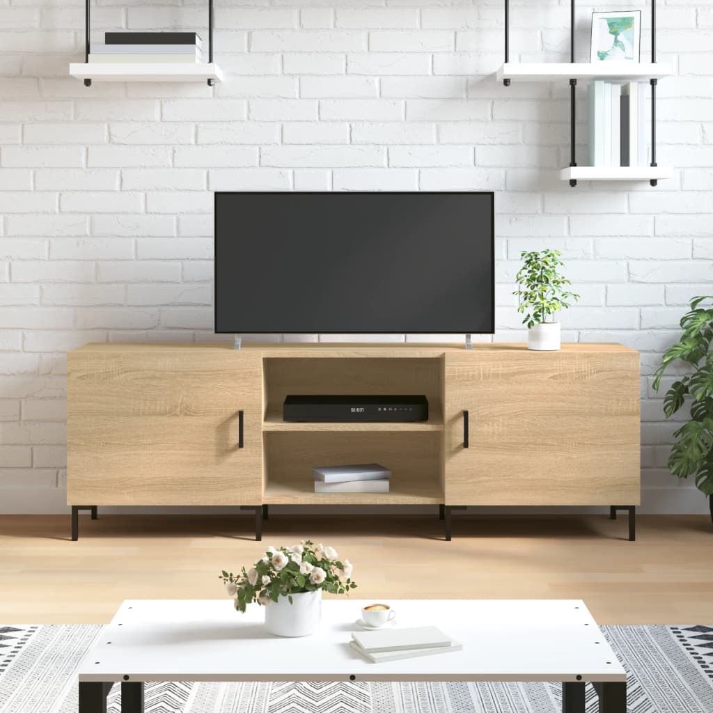 Tv-meubel 150x30x50 cm bewerkt hout sonoma eikenkleurig is nu te koop bij PeponiXL, paradijselijk wonen!