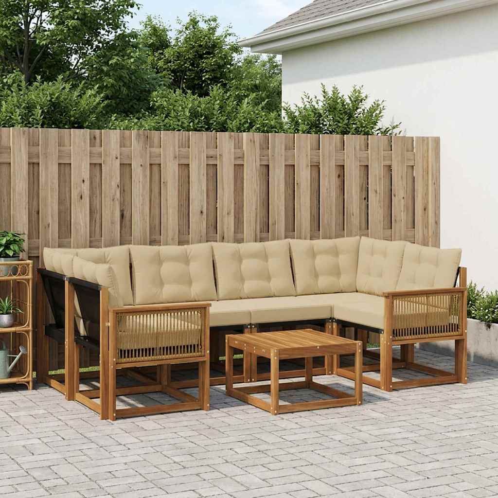 Buiten bankenset met kussen 7 pcs Natuurlijk en Beige is nu te koop bij PeponiXL, paradijselijk wonen!