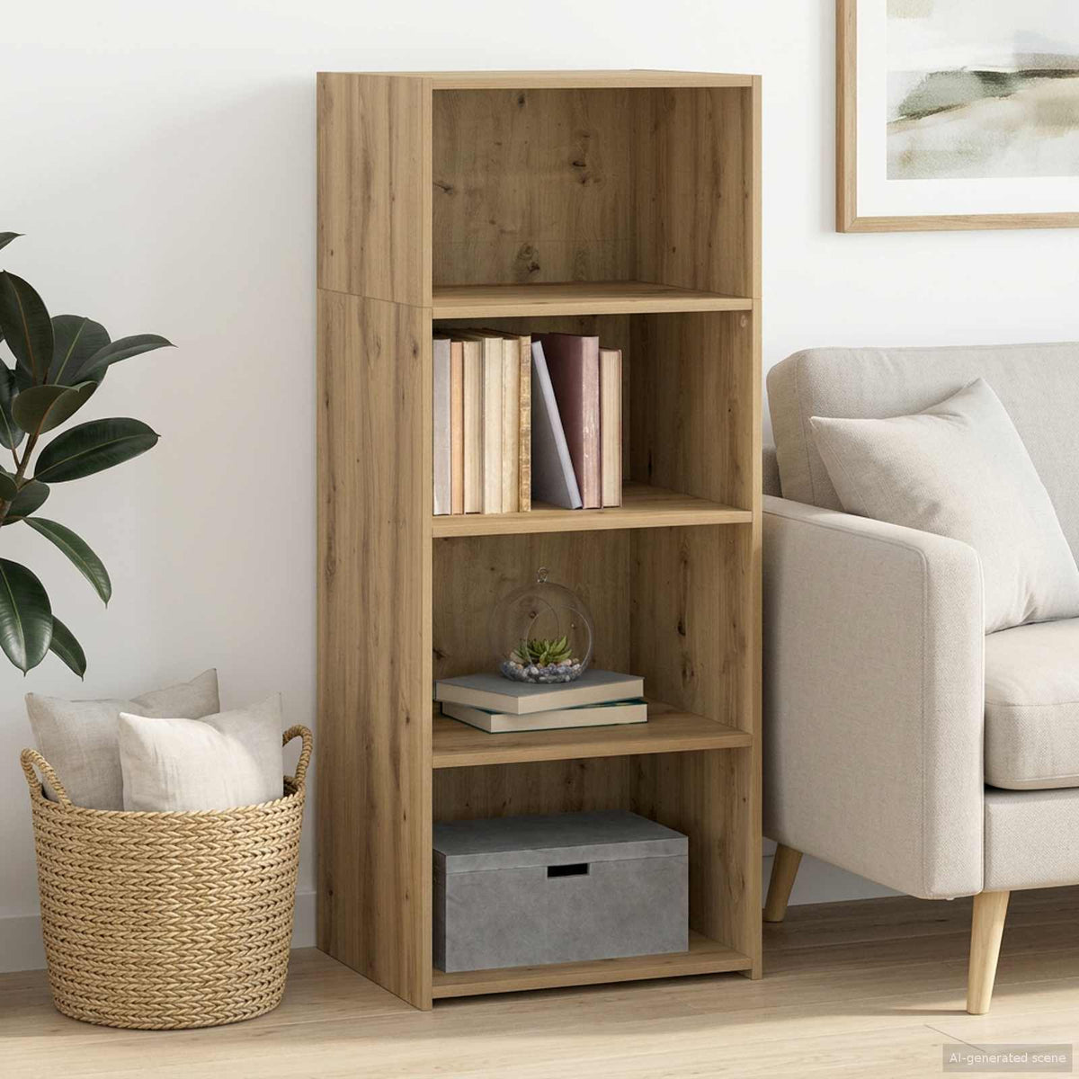 Hoge kast Artisanaal eiken 50 x 41 x 124 cm Bewerkt hout is nu te koop bij PeponiXL, paradijselijk wonen!