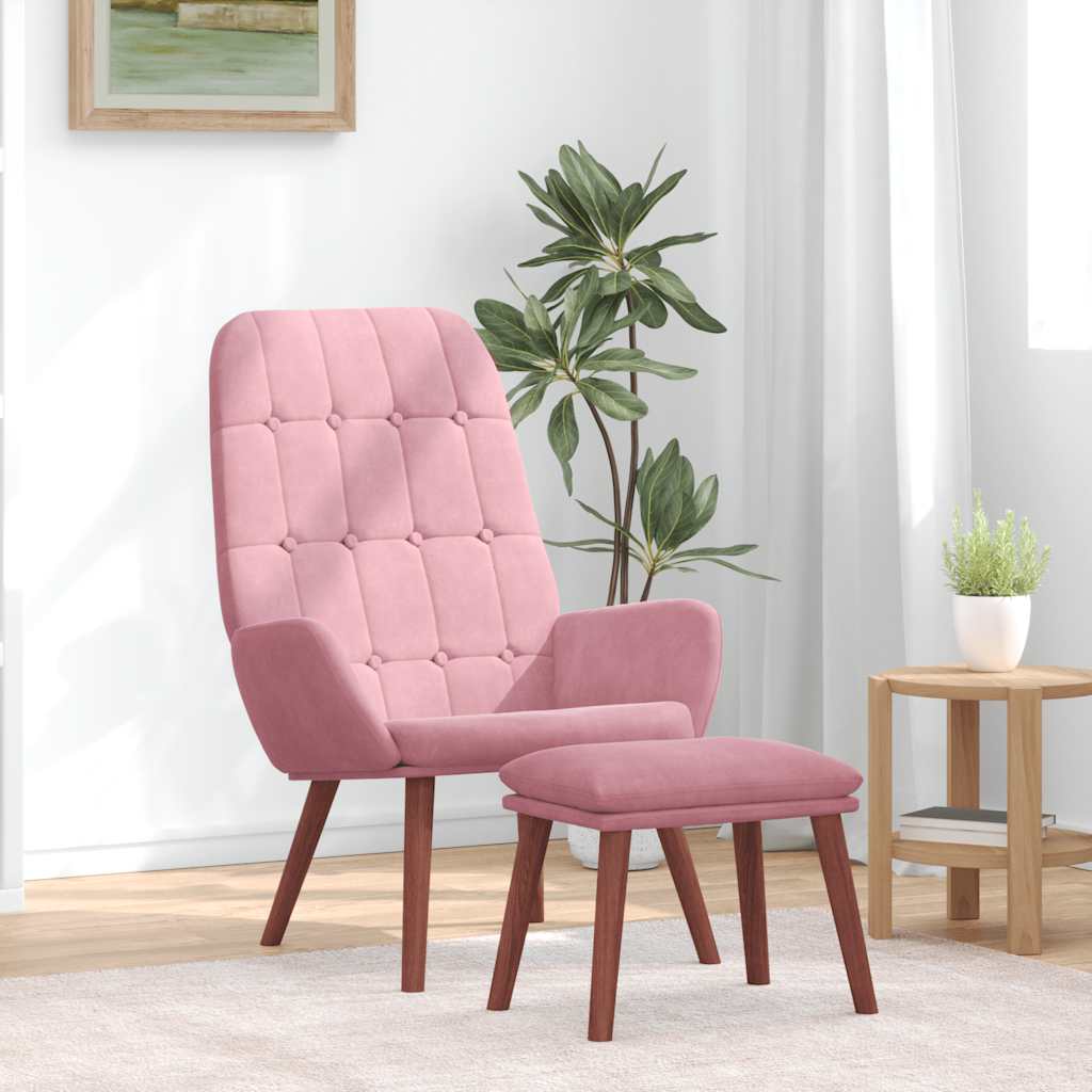 Relaxstoel met voetenbank fluweel roze is nu te koop bij PeponiXL, paradijselijk wonen!