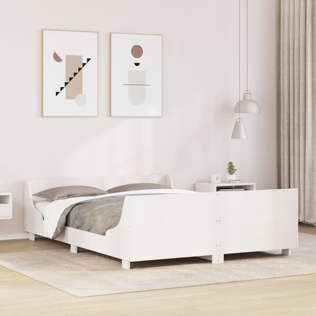 Bedframe zonder matras massief grenenhout wit 140x190 cm is nu te koop bij PeponiXL, paradijselijk wonen!