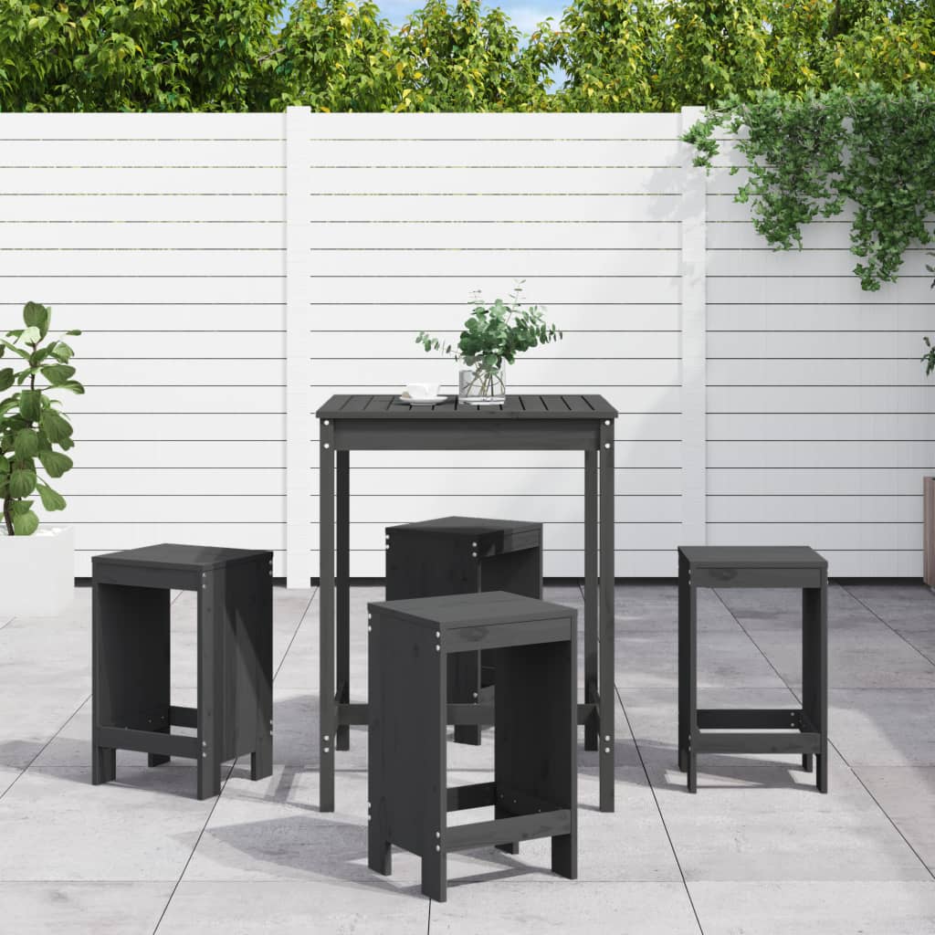 5-delige Tuinbarset massief grenenhout grijs is nu te koop bij PeponiXL, paradijselijk wonen!