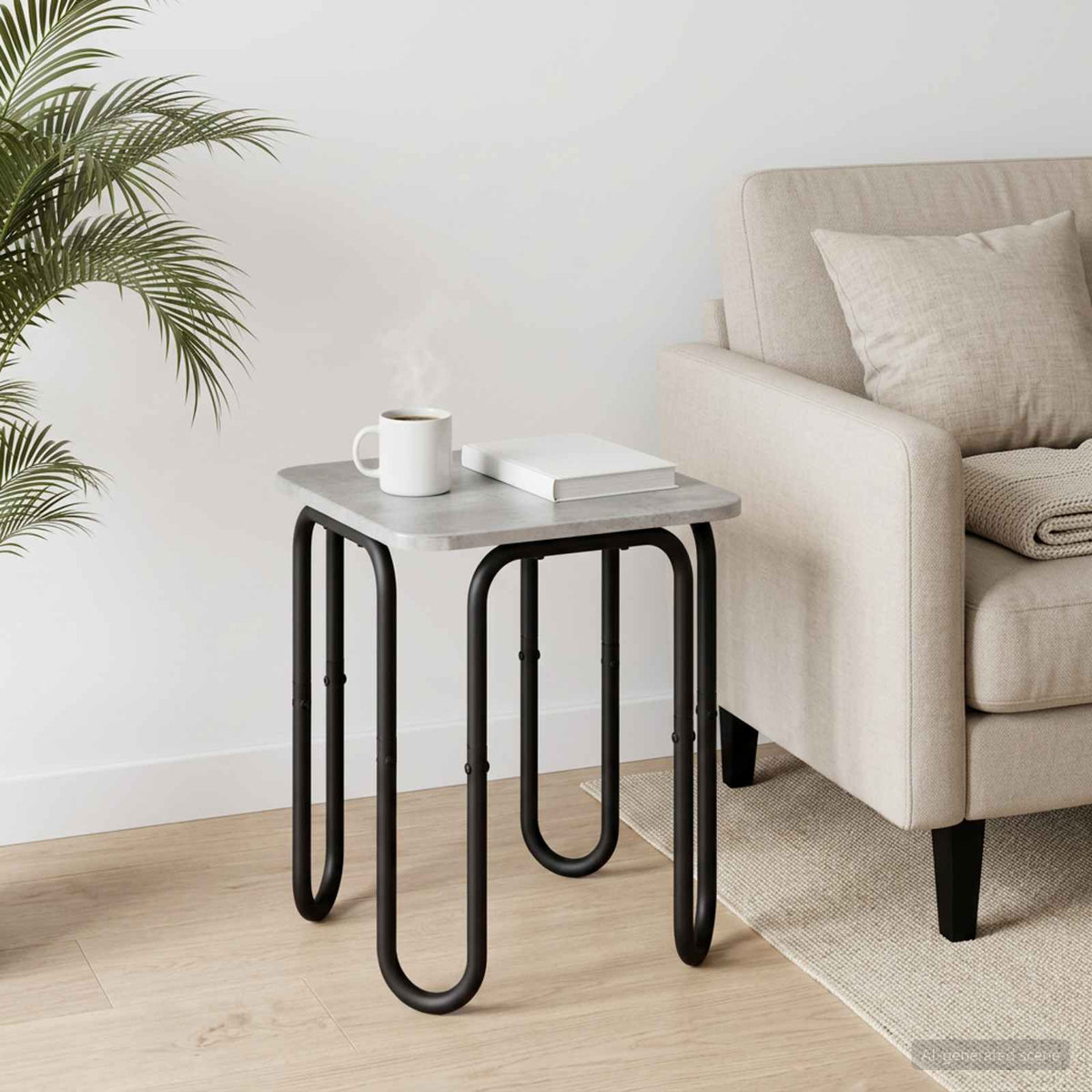 Salontafel Betongrijs 40 x 40 x 45 cm Bewerkt hout is nu te koop bij PeponiXL, paradijselijk wonen!