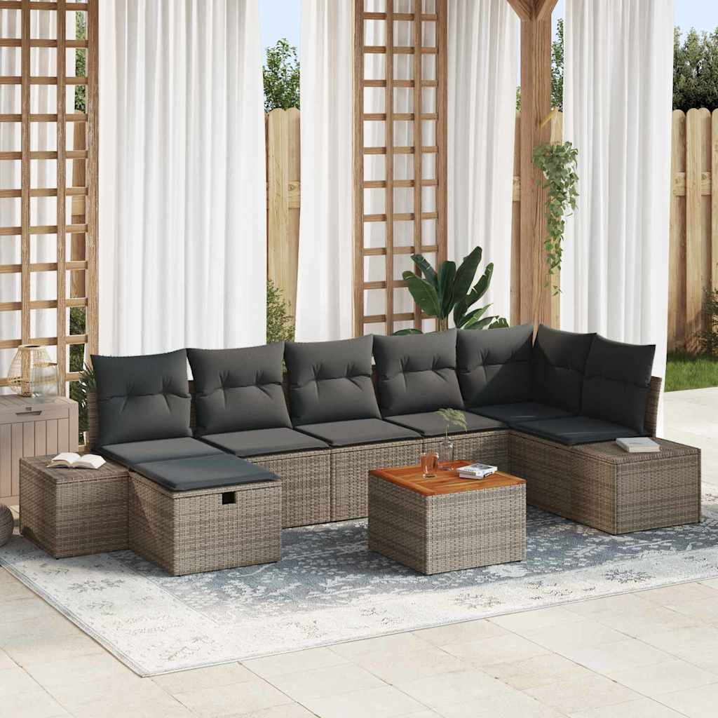 Tuinbankenset 8 st Grijs poly rattan is nu te koop bij PeponiXL, paradijselijk wonen!