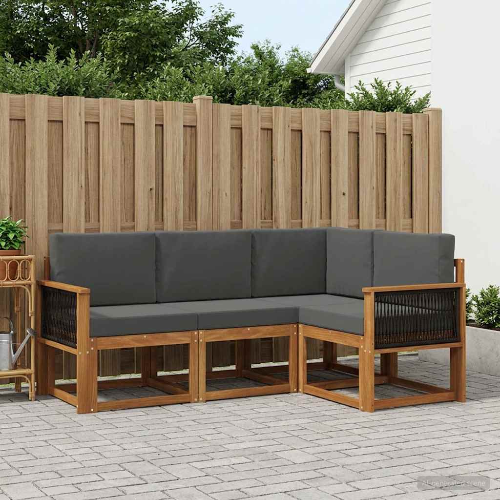 Buiten bankenset 4 pcs Natuurlijk en Antraciet Polyester is nu te koop bij PeponiXL, paradijselijk wonen!
