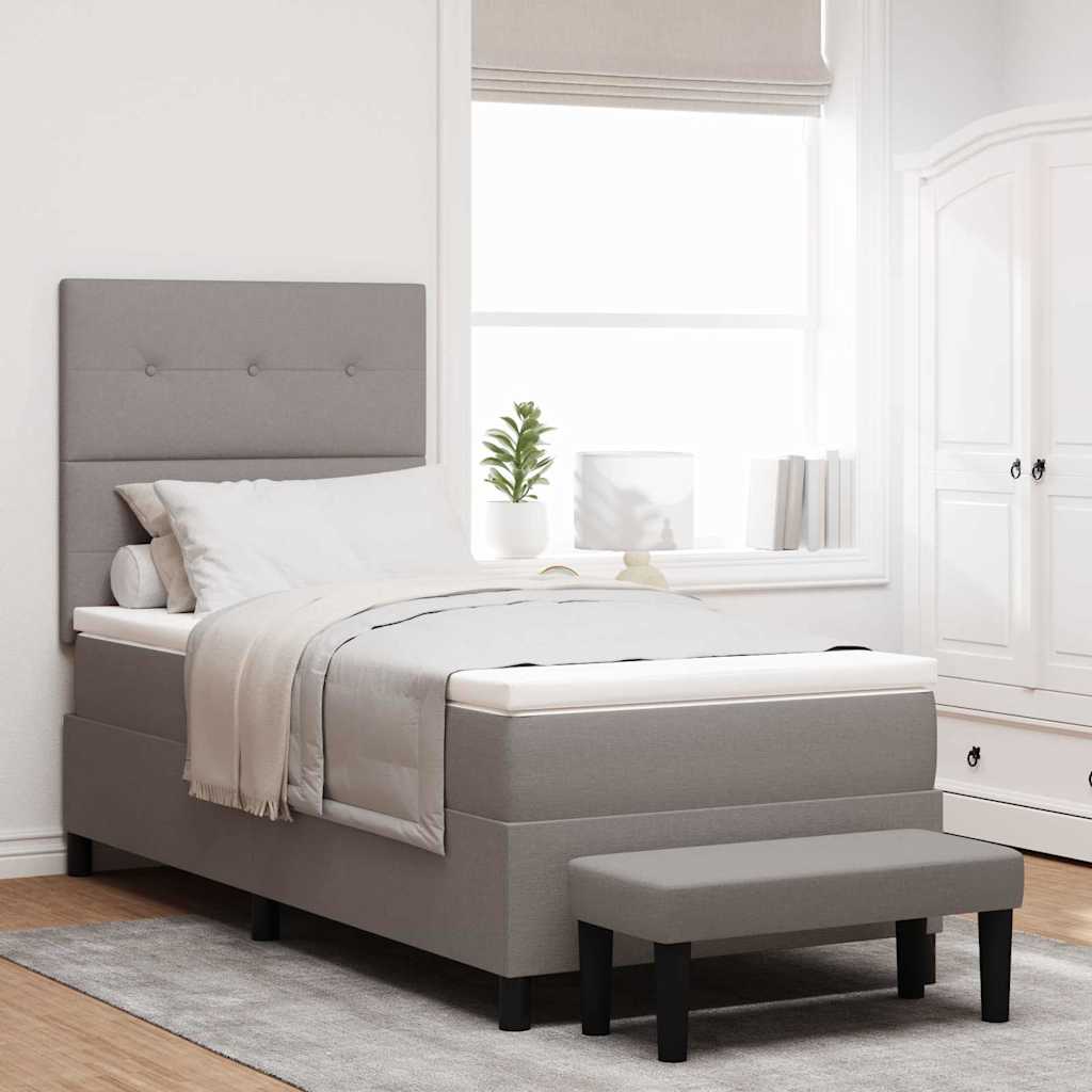 Boxspringbed met kussen met hoofdeinde Taupe 90 x 200 cm Stof is nu te koop bij PeponiXL, paradijselijk wonen!