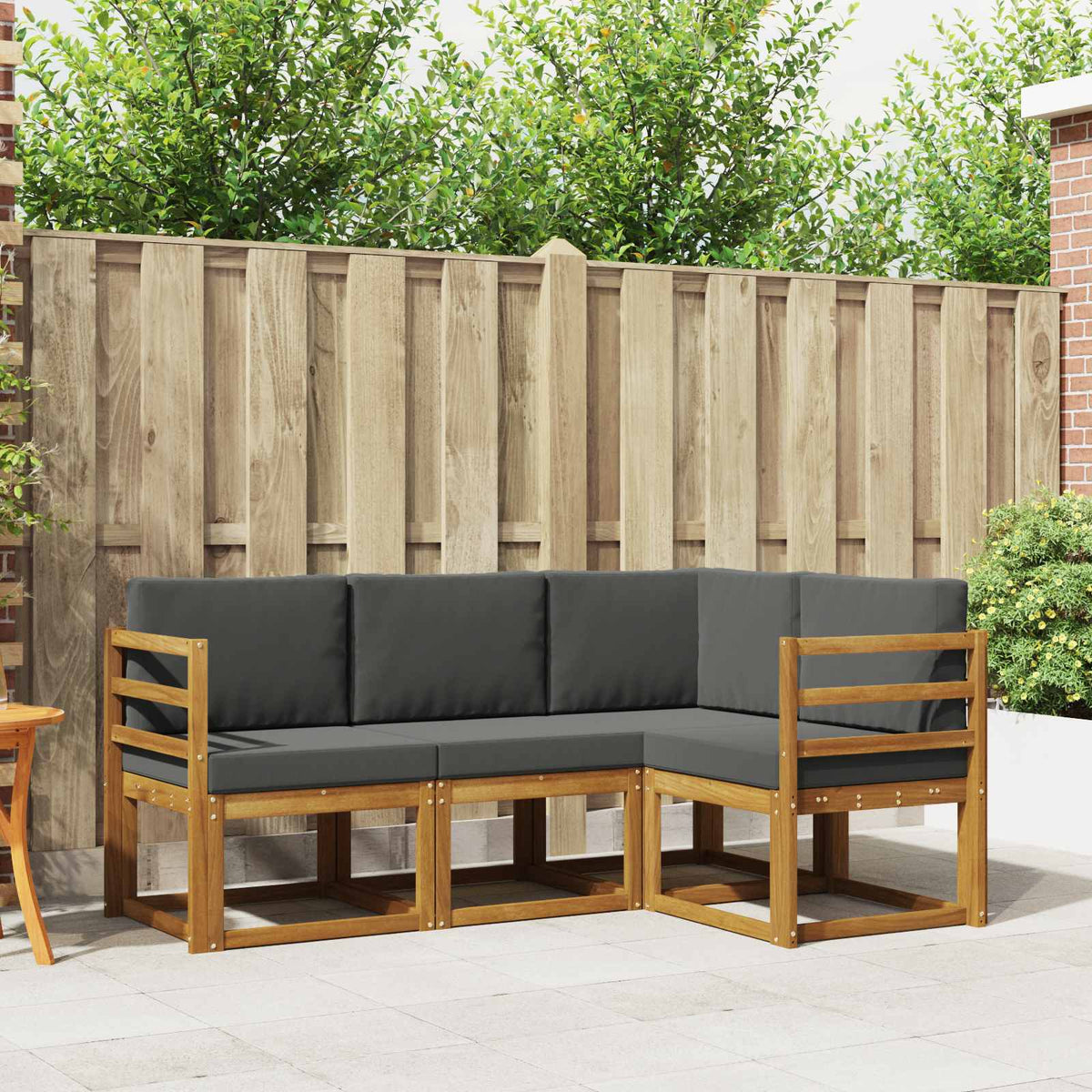 Buiten bankenset met kussen 4 pcs Natuurlijk en Antraciet is nu te koop bij PeponiXL, paradijselijk wonen!