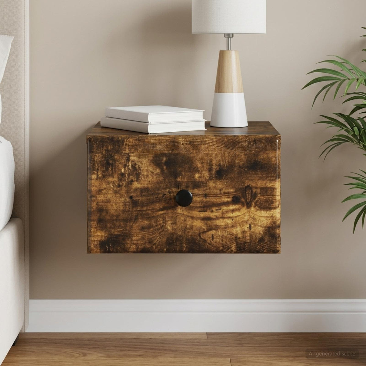 Wandbeugel Bedkast Gerookt eiken 34,5 x 33 x 20 cm Bewerkt hout is nu te koop bij PeponiXL, paradijselijk wonen!