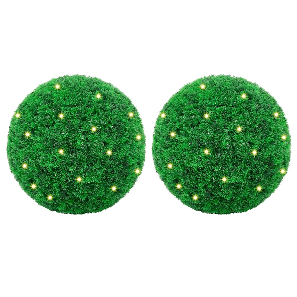 Kunstbuxusballen met LED-verlichting 2 st 52 cm groen is nu te koop bij PeponiXL, paradijselijk wonen!