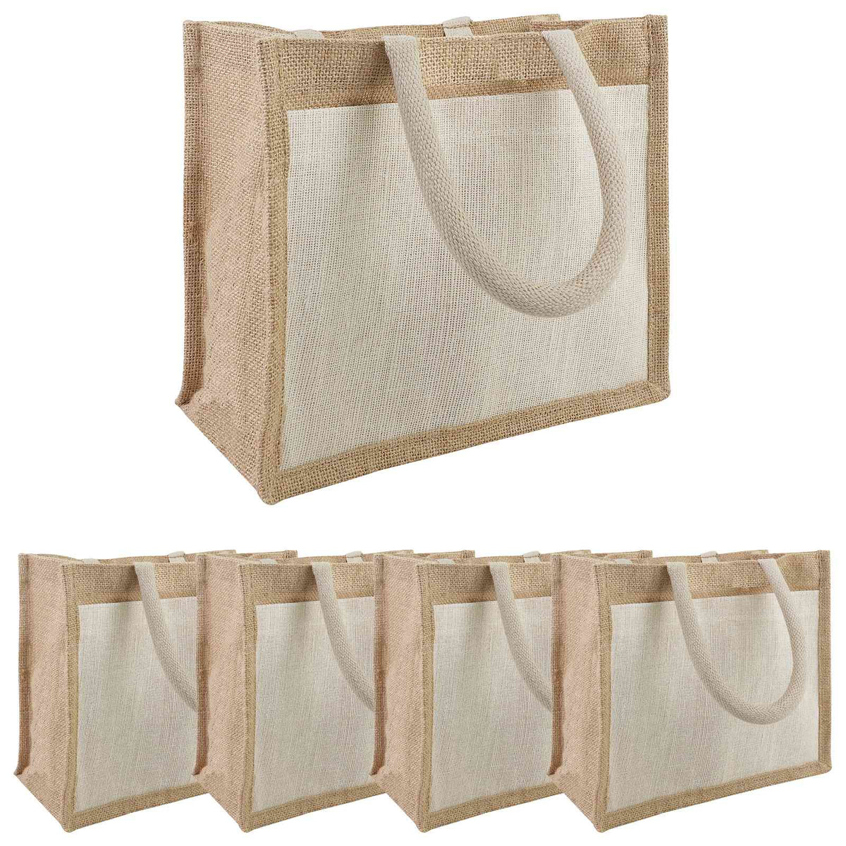 Jute handtassen met zak 5 Natuurlijk en Wit 26 x 22 x 14 cm is nu te koop bij PeponiXL, paradijselijk wonen!