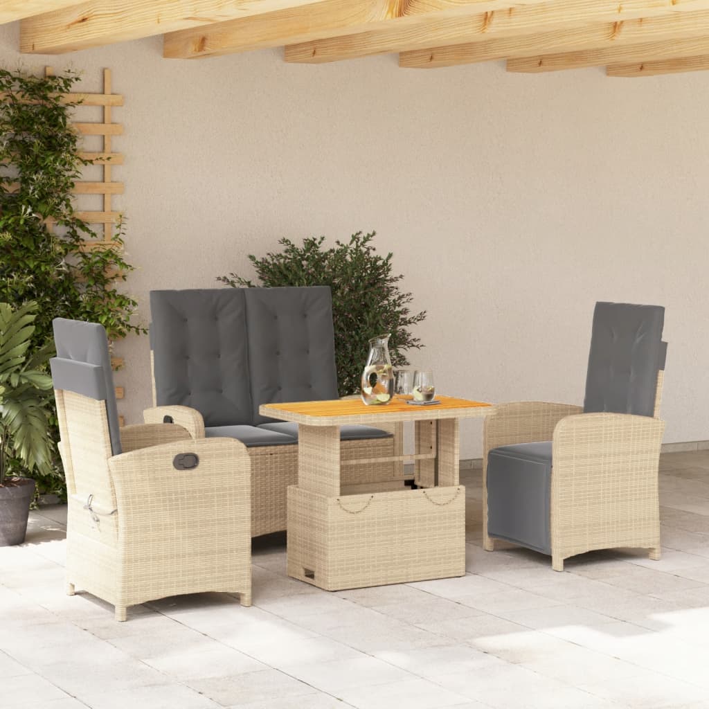 4-delige Tuinset met kussens poly rattan beige is nu te koop bij PeponiXL, paradijselijk wonen!