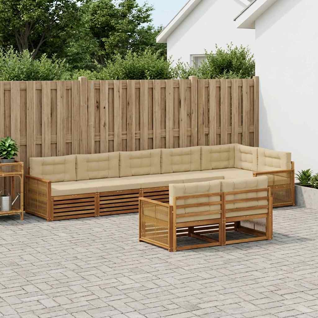 Buiten bankenset met kussen 8 pcs Natuurlijk en Beige is nu te koop bij PeponiXL, paradijselijk wonen!