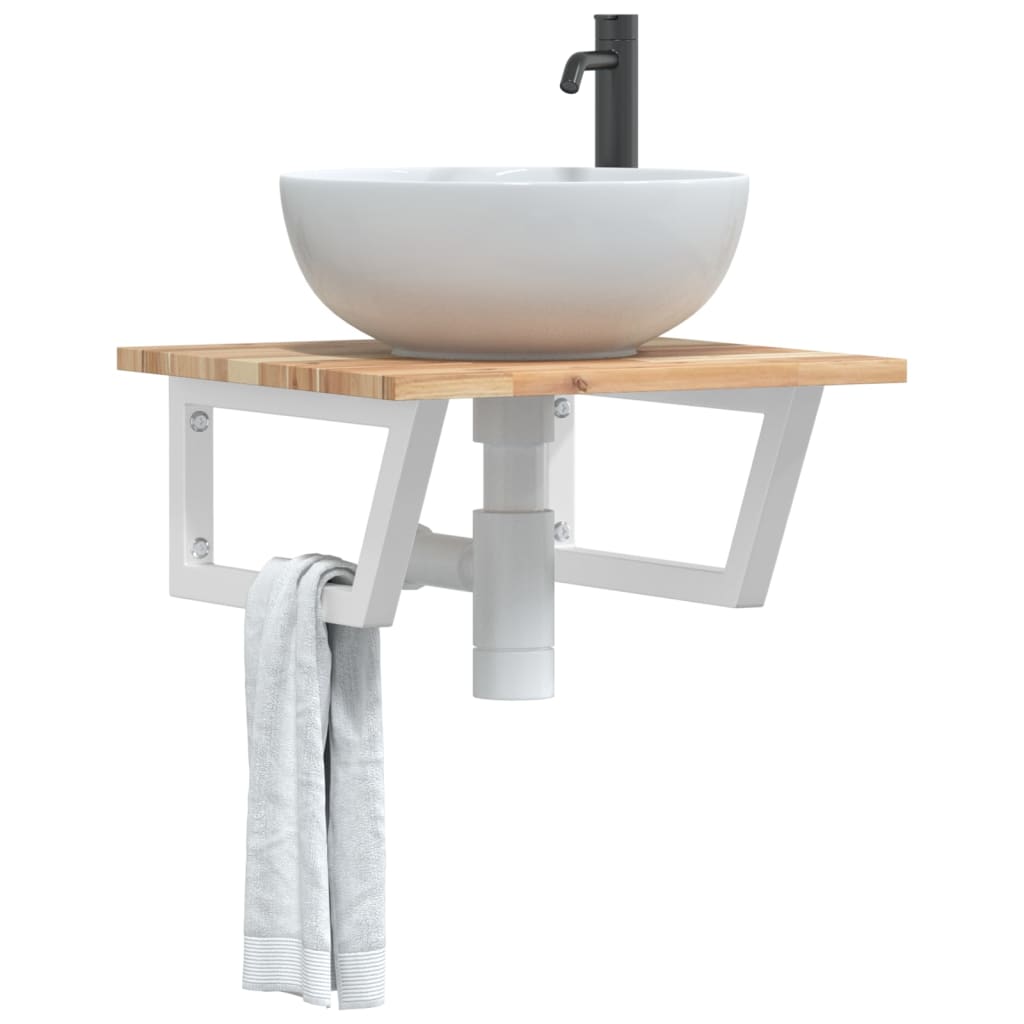 Badkamer wandschap staal en massief acaciahout is nu te koop bij PeponiXL, paradijselijk wonen!