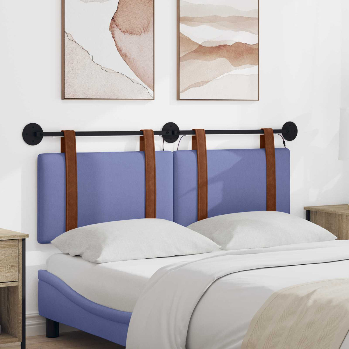 Hangend hoofdbord Met LED-verlichting Jeans Blauw Antiek PU is nu te koop bij PeponiXL, paradijselijk wonen!