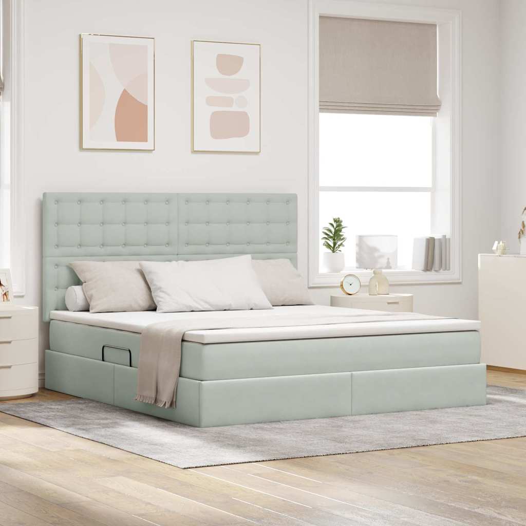 Opslag bed met matras Lichtgrijs 180 x 200 cm Fluweel is nu te koop bij PeponiXL, paradijselijk wonen!