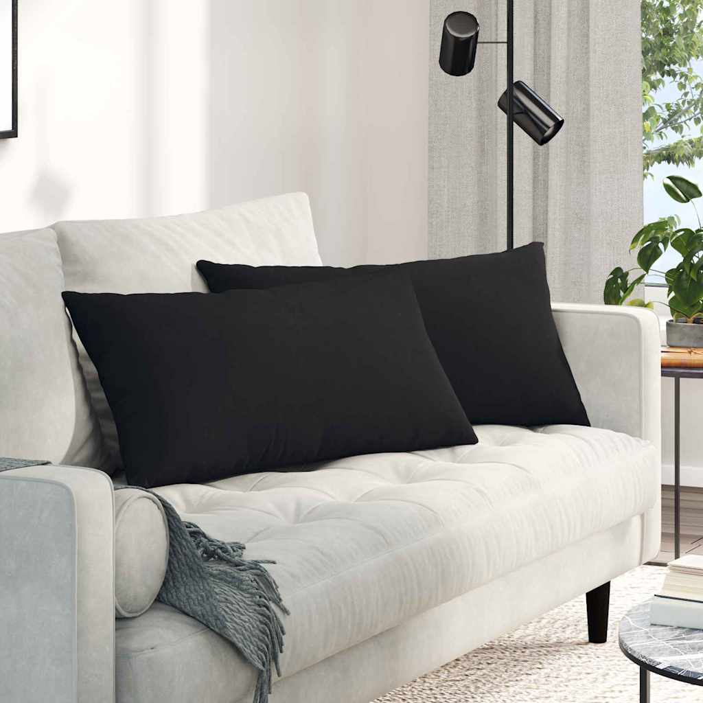 Sofa Kussens 2 stuks Zwart 80 x 40 cm Stof is nu te koop bij PeponiXL, paradijselijk wonen!