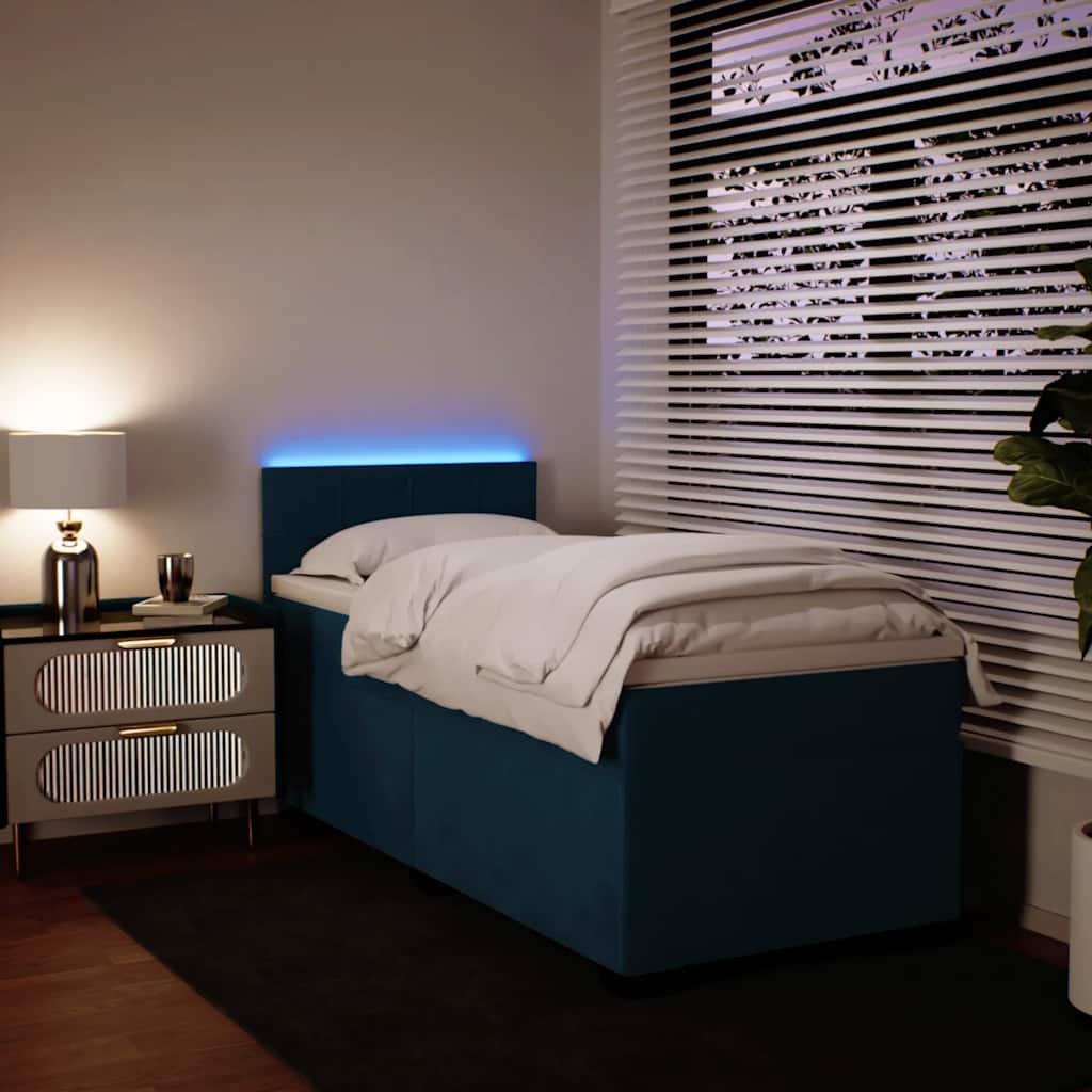Boxspring met matras fluweel blauw 90x200 cm is nu te koop bij PeponiXL, paradijselijk wonen!