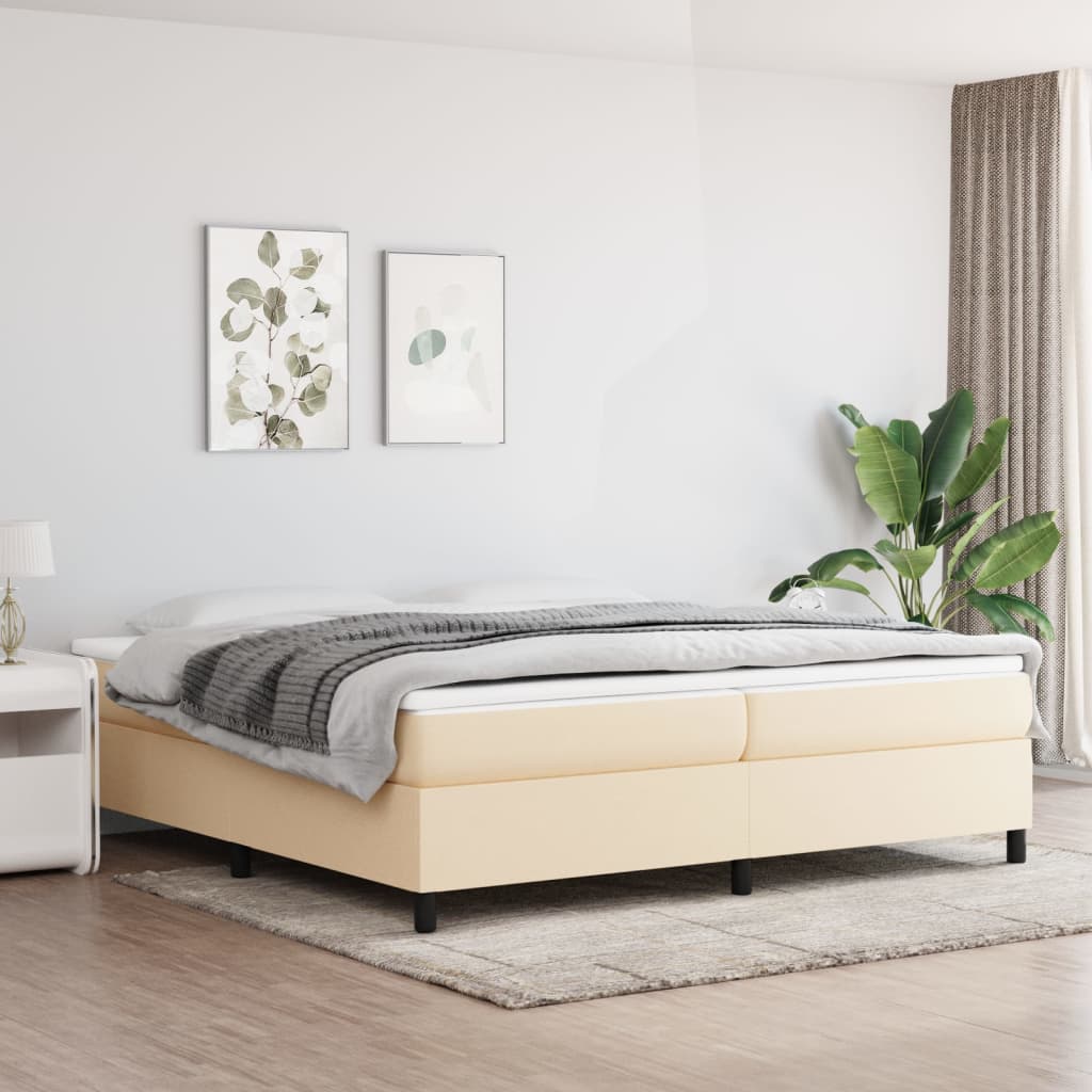 Boxspring met matras stof crèmekleurig 200x200 cm is nu te koop bij PeponiXL, paradijselijk wonen!