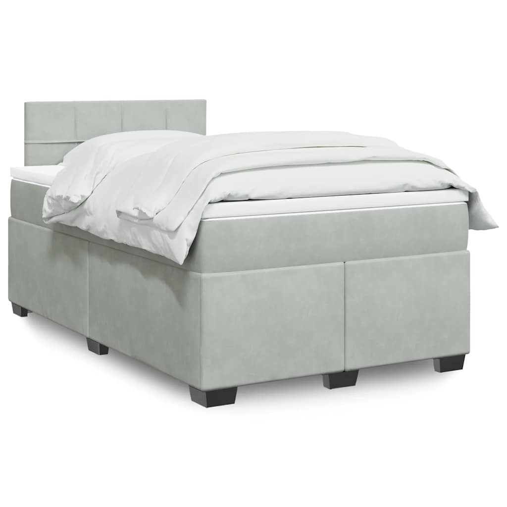 Boxspring met matras fluweel lichtgrijs 120x190 cm is nu te koop bij PeponiXL, paradijselijk wonen!