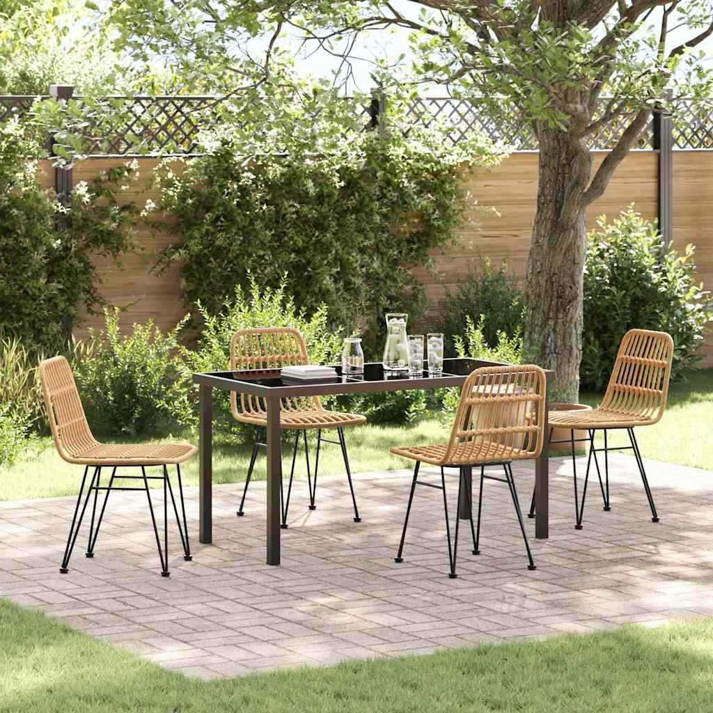 Tuin eettafelset 5 pcs Bruin Gepoedercoat staal is nu te koop bij PeponiXL, paradijselijk wonen!
