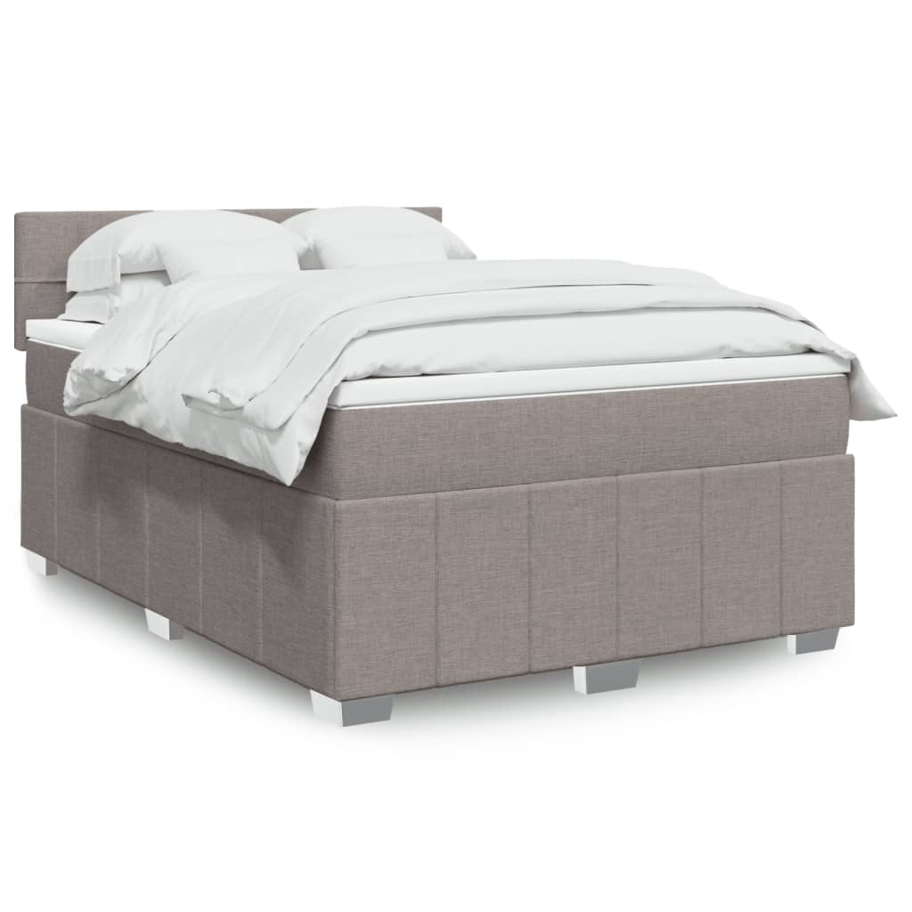 Boxspring met matras stof taupe 140x190 cm is nu te koop bij PeponiXL, paradijselijk wonen!