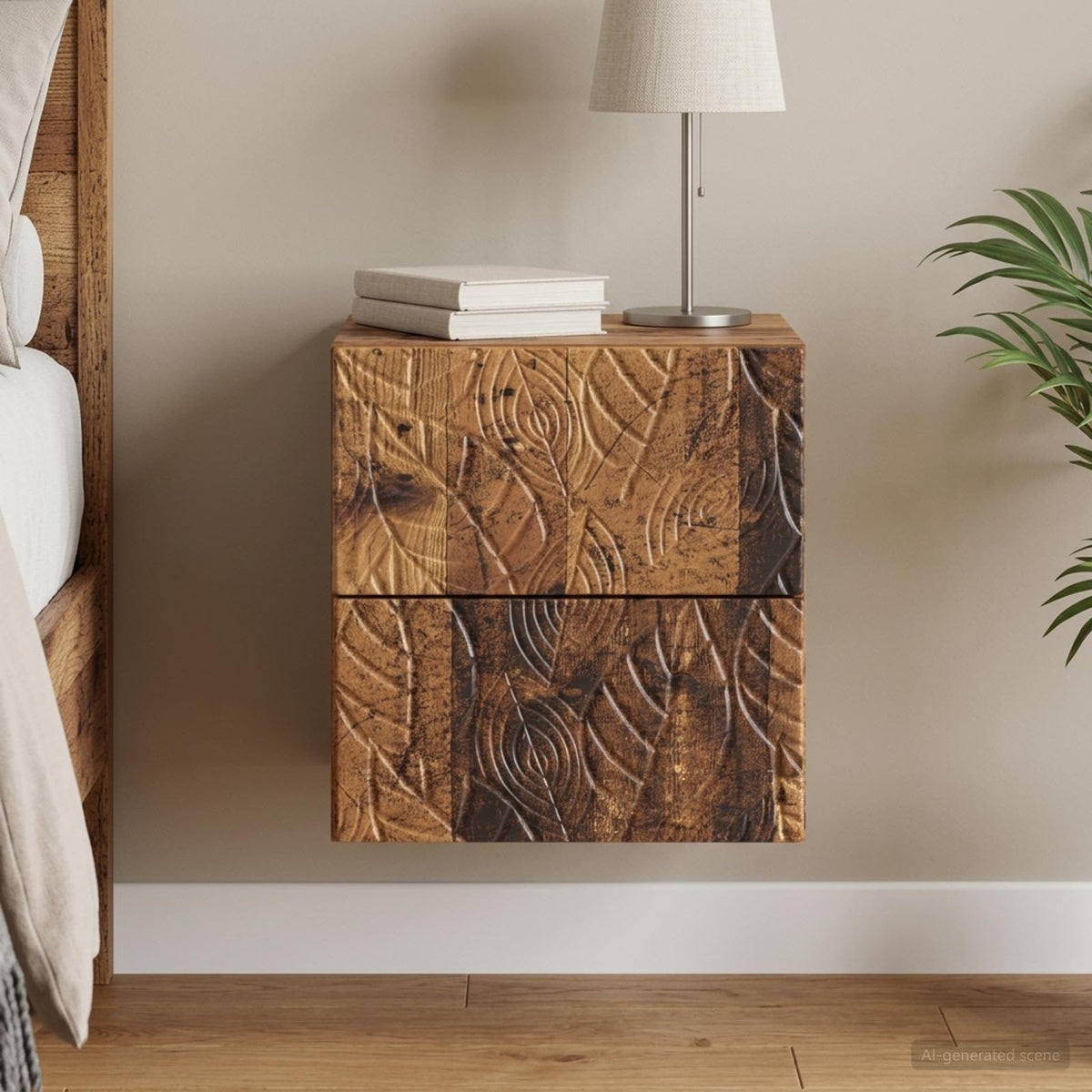 Wandbeugel Bedkast Oud hout 34,5 x 33 x 40 cm Bewerkt hout is nu te koop bij PeponiXL, paradijselijk wonen!