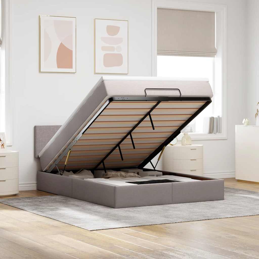 Bed poef met matras en LED's 140x200 cm stof taupe is nu te koop bij PeponiXL, paradijselijk wonen!