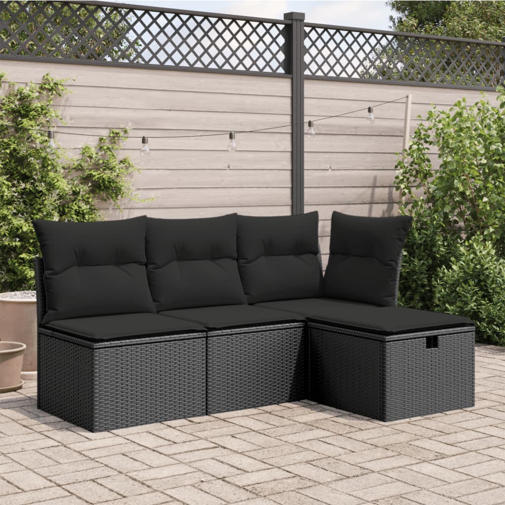 Tuinkruk met kussen 55x55x37 cm poly rattan zwart is nu te koop bij PeponiXL, paradijselijk wonen!