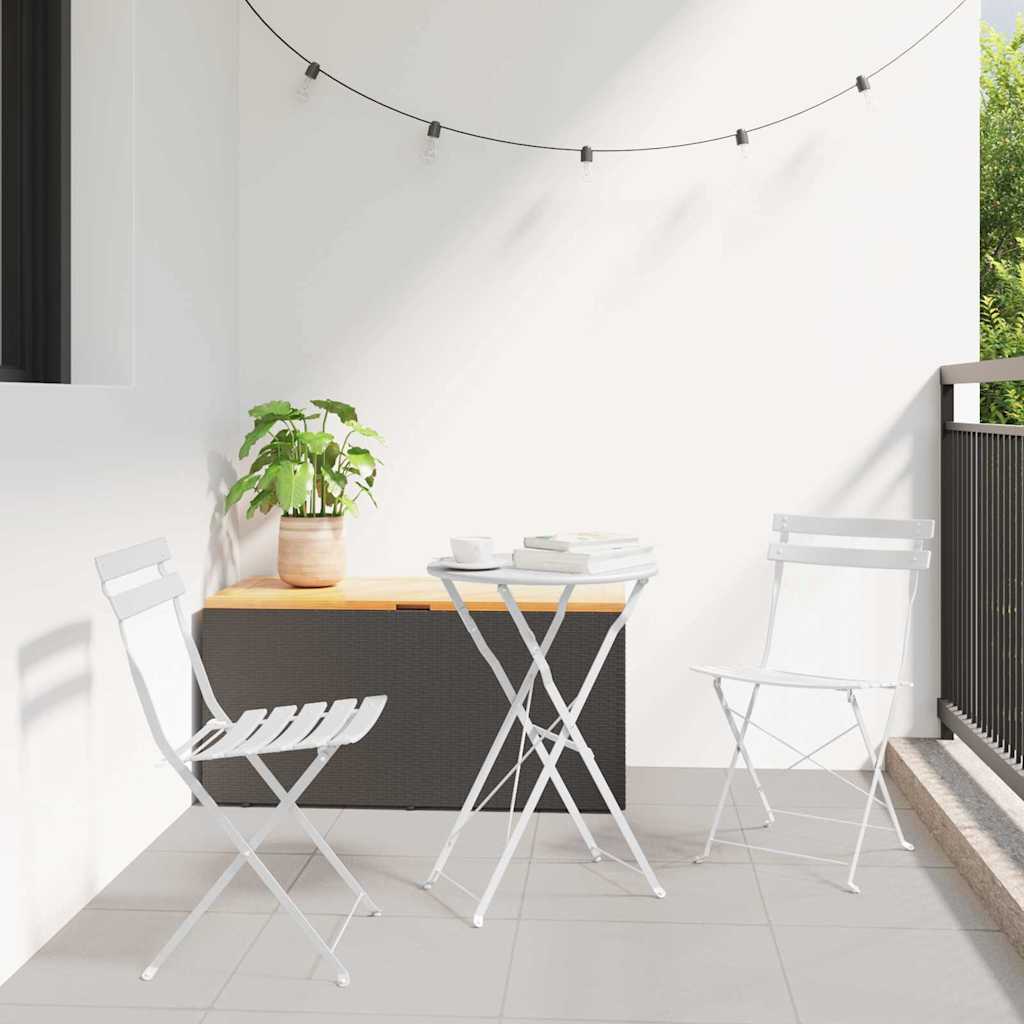Vouw Bistro Set 3 pcs Wit Staal is nu te koop bij PeponiXL, paradijselijk wonen!