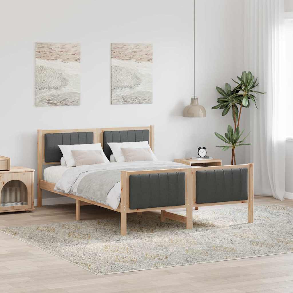Bedframe Bruin en donkergrijs 140 x 190 cm Massief grenenhout is nu te koop bij PeponiXL, paradijselijk wonen!