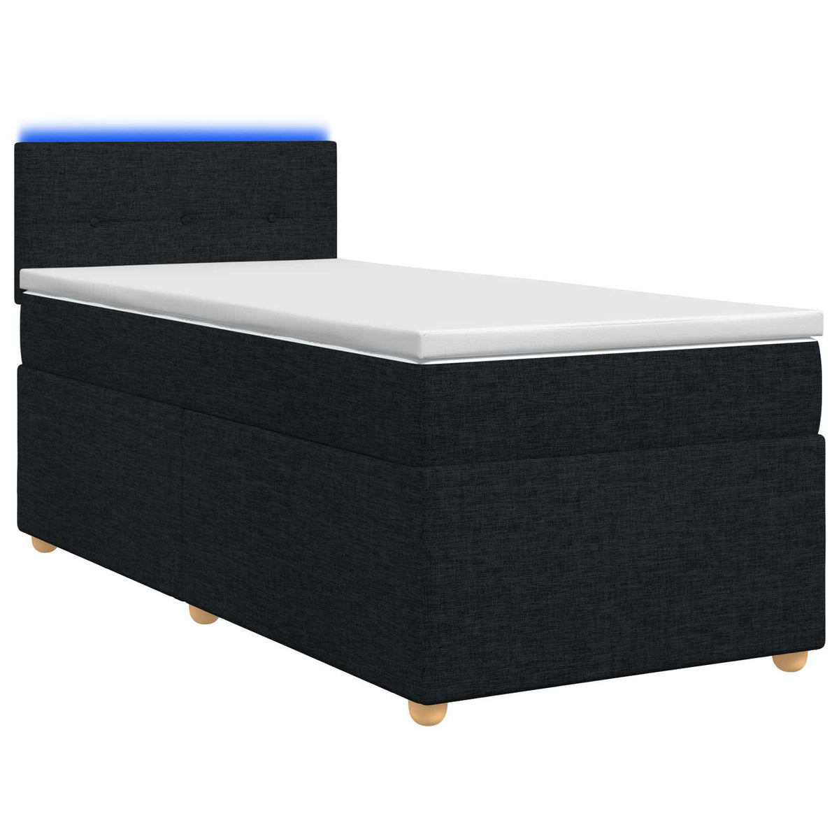 Boxspringbed met matras met hoofdeinde Zwart 90 x 200 cm Stof is nu te koop bij PeponiXL, paradijselijk wonen!