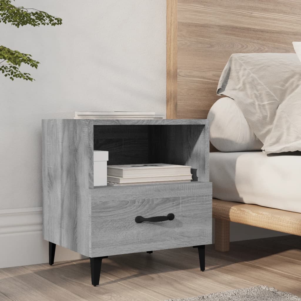 Nachtkastje bewerkt hout grijs sonoma eikenkleurig is nu te koop bij PeponiXL, paradijselijk wonen!