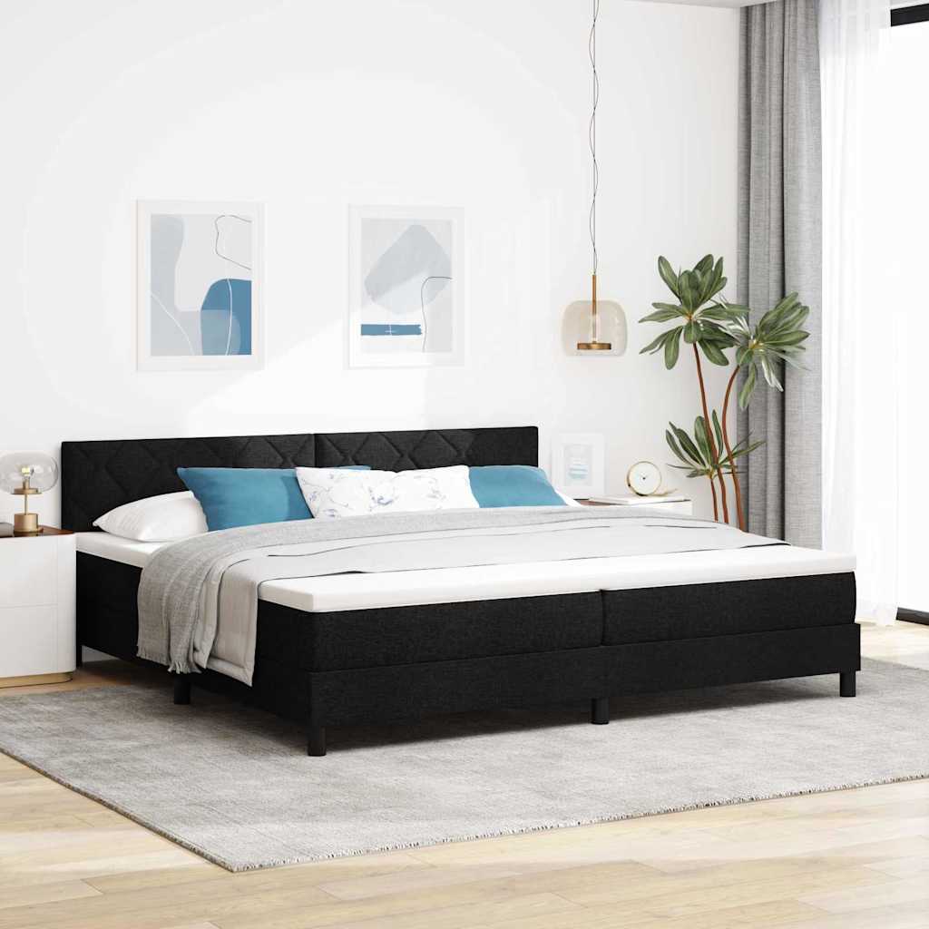 Boxspring bed met matras met LED Zwart 200 x 200 cm Stof is nu te koop bij PeponiXL, paradijselijk wonen!