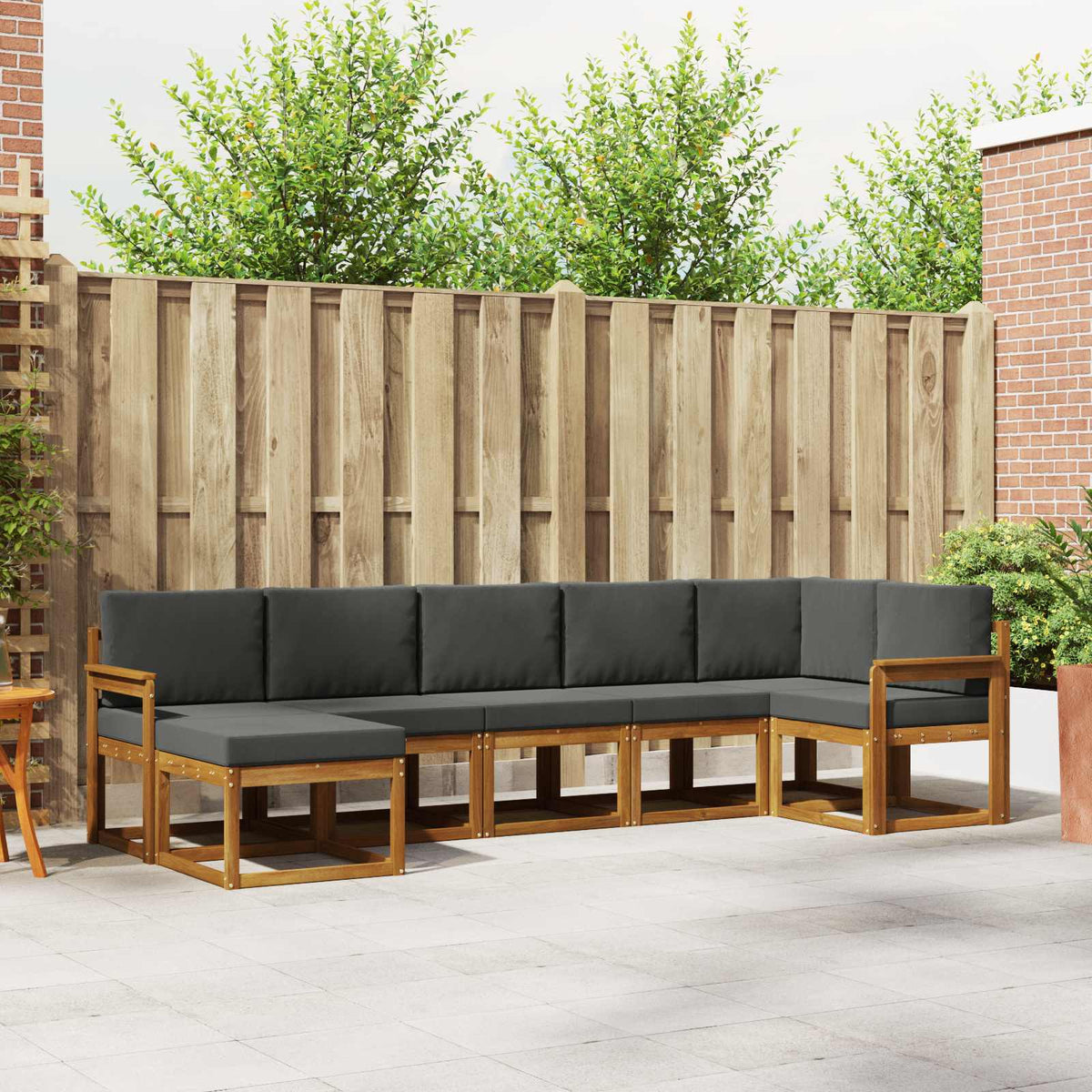 Buiten bankenset met kussen 7 pcs Natuurlijk en Antraciet is nu te koop bij PeponiXL, paradijselijk wonen!