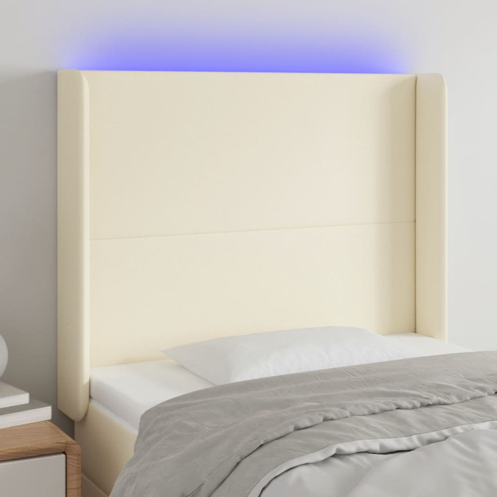 Hoofdbord LED 83x16x118/128 cm kunstleer crèmekleurig is nu te koop bij PeponiXL, paradijselijk wonen!