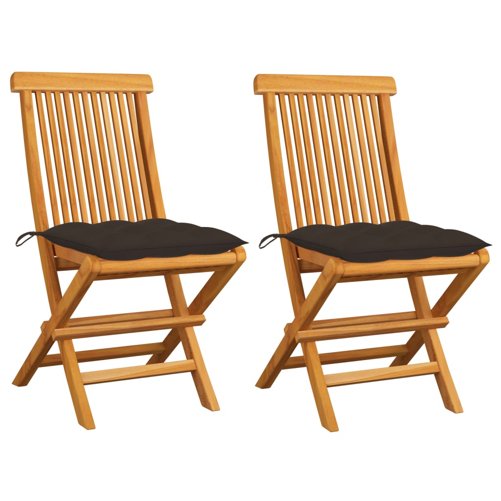 Tuinstoelen 2 st met taupe kussens massief teakhout is nu te koop bij PeponiXL, paradijselijk wonen!