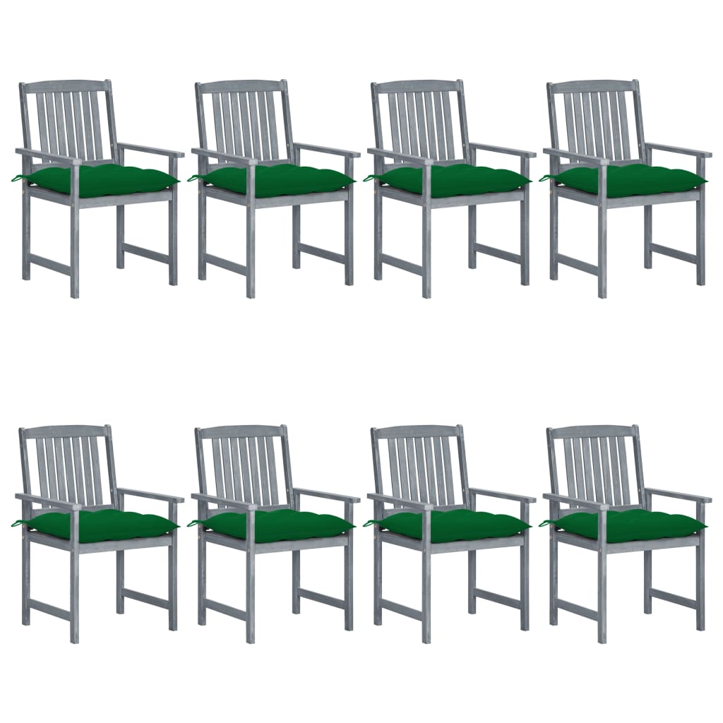 Tuinstoelen 8 st met kussens massief acaciahout grijs is nu te koop bij PeponiXL, paradijselijk wonen!