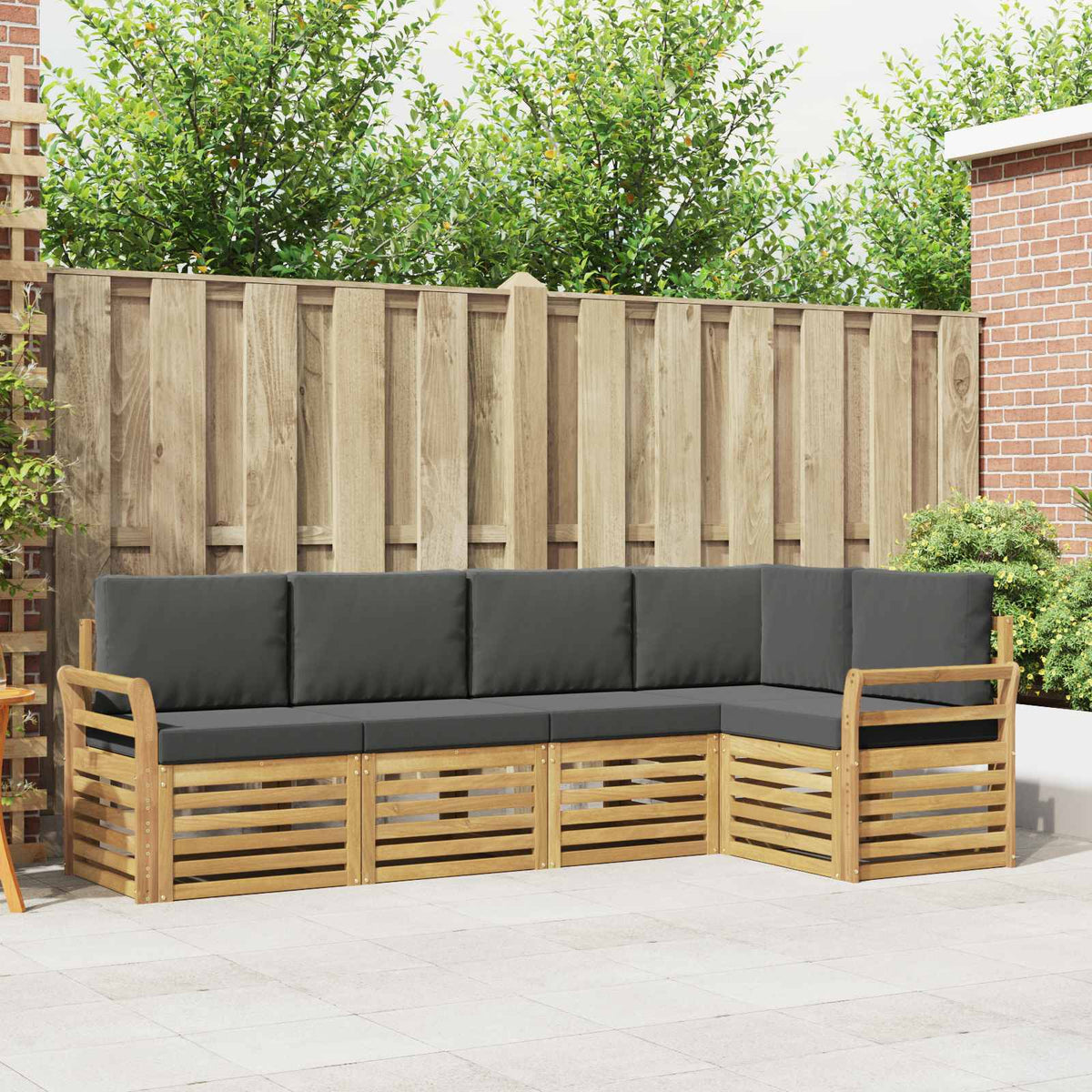 Buiten bankenset 5 pcs Wit en antracietkleurig is nu te koop bij PeponiXL, paradijselijk wonen!