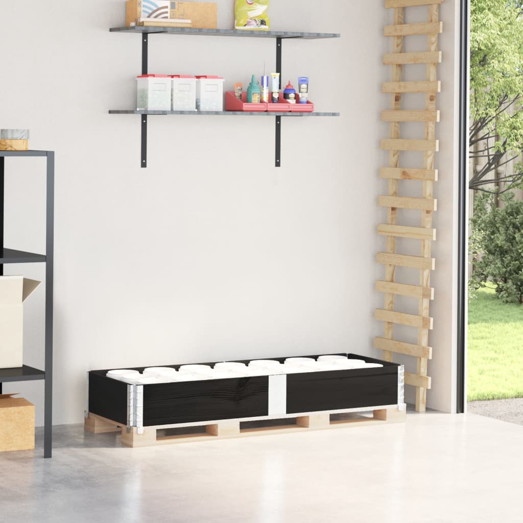 Palletopzetrand 150x50 cm massief grenenhout zwart is nu te koop bij PeponiXL, paradijselijk wonen!