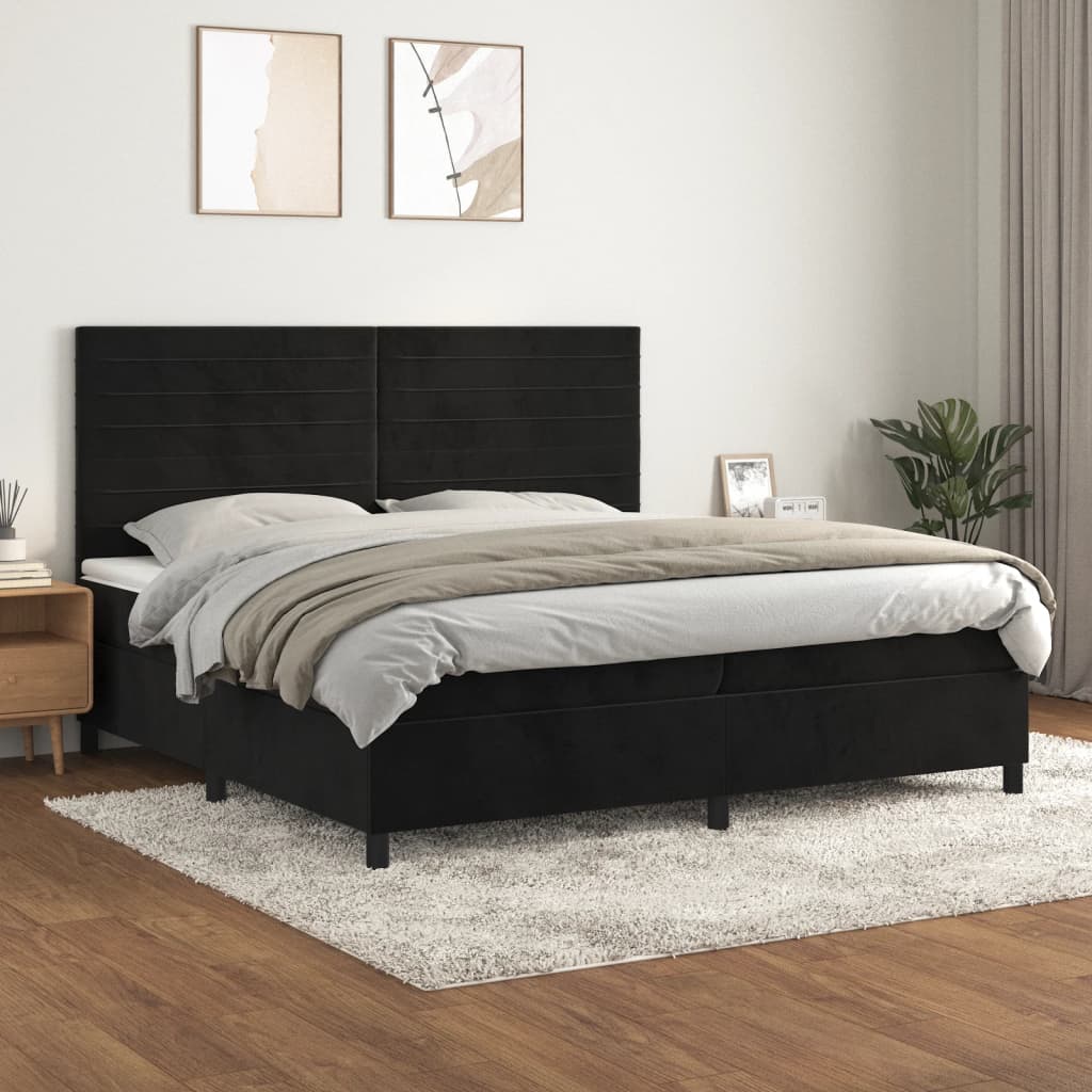 Boxspring met matras fluweel zwart 200x200 cm is nu te koop bij PeponiXL, paradijselijk wonen!