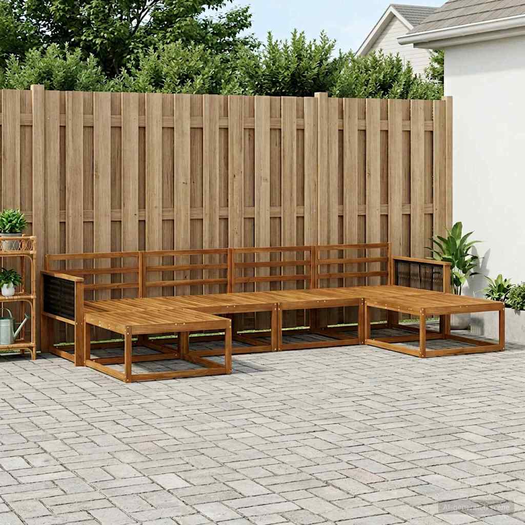 Buiten bankenset 6 pcs Naturel Massief Acaciahout is nu te koop bij PeponiXL, paradijselijk wonen!