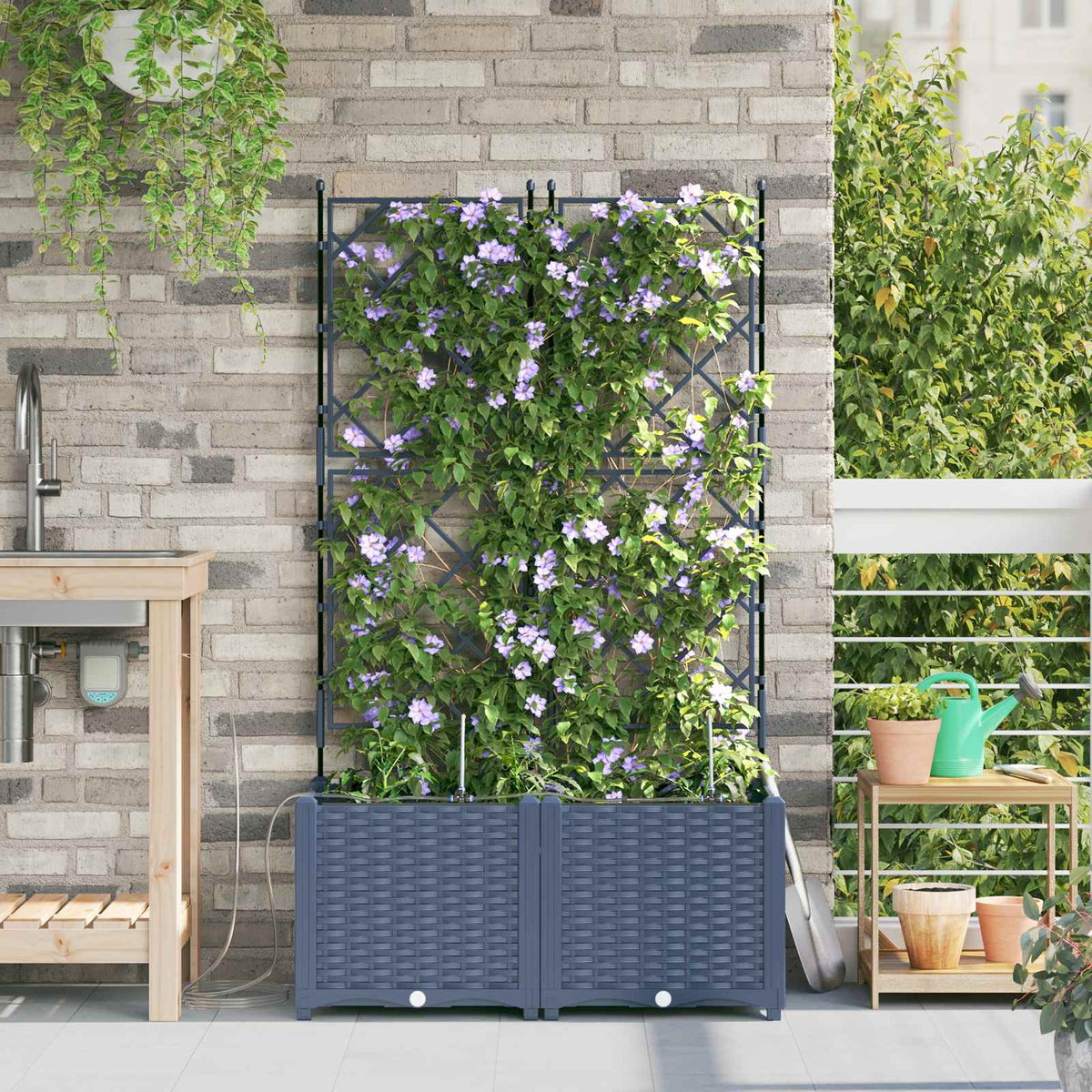 Tuin Bloempot 2 pcs Grijs 80 x 40 x 142 cm Kunststof is nu te koop bij PeponiXL, paradijselijk wonen!