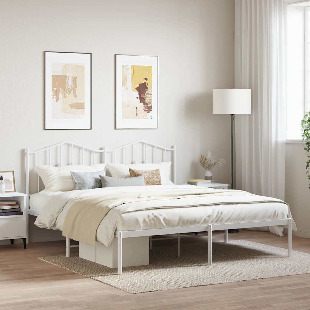 Bedframe met hoofdbord metaal wit 180x200 cm is nu te koop bij PeponiXL, paradijselijk wonen!
